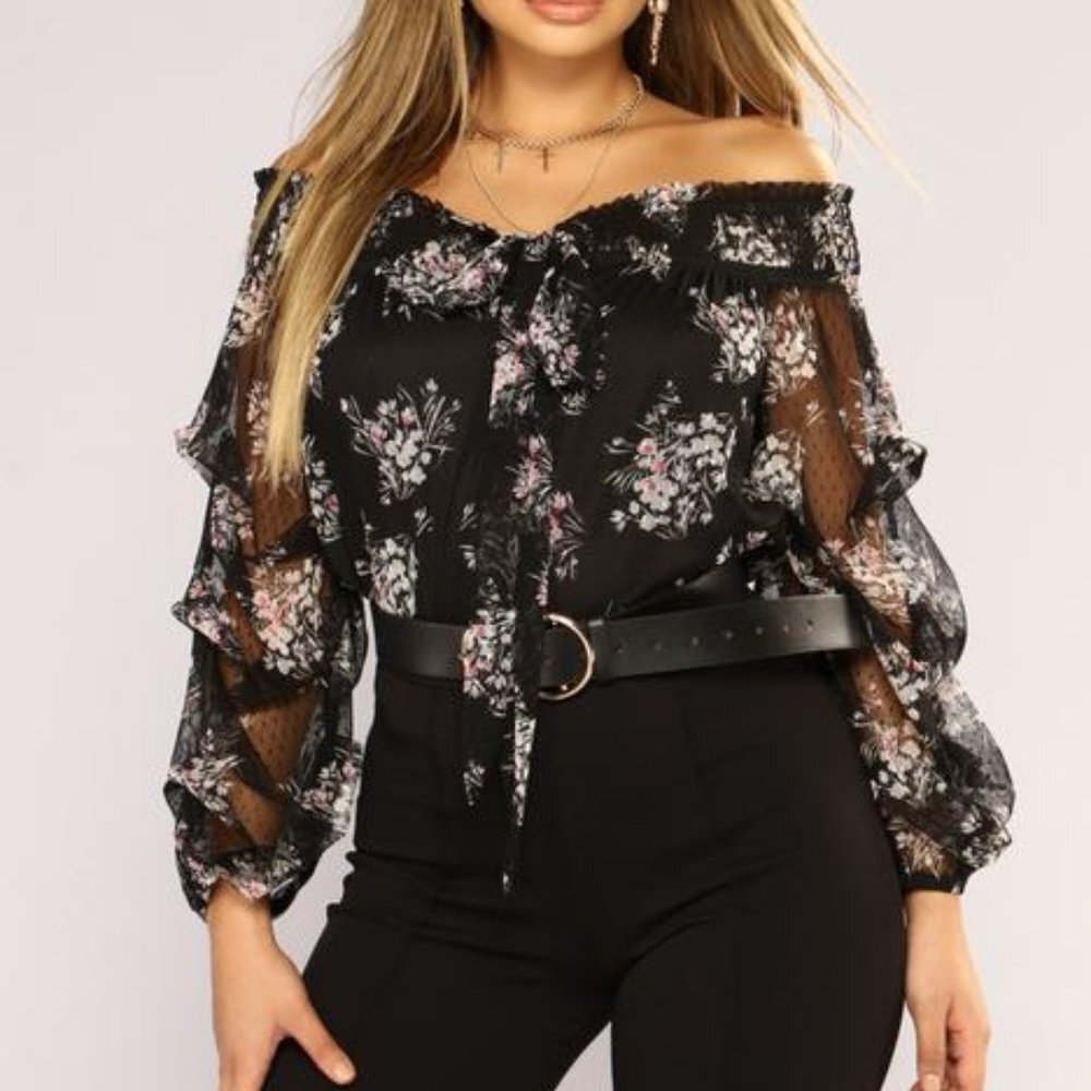 NWT Fashion Nova Worlds Apart Mesh Top Black